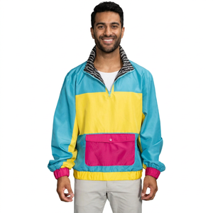 Veste coupe-vent légère et respirante en nylon vintage 2026 personnalisée, demi-zip, color block, imperméable, grande taille, modèle 98090s - Product Image 1