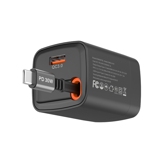2026 GAN Folding Plug 30W USB-C TRAVEL Universal Charger With Fast Cable Charging for Samsung Cargadores De Carga Rapida
