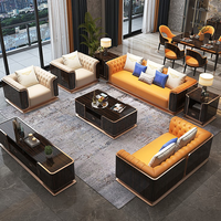 Ensemble de canapés Chesterfield en cuir italien de luxe-Design modulaire moderne et durable Yishangsen YSS pour villa et chambre à coucher