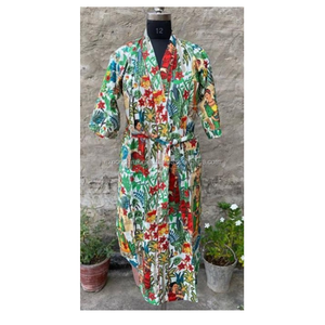 Kahlo เสื้อคลุมพิมพ์ลาย,ชุดเดรสลำลองแฟชั่นชายหาดทำจากผ้าฝ้าย - Product Image 1