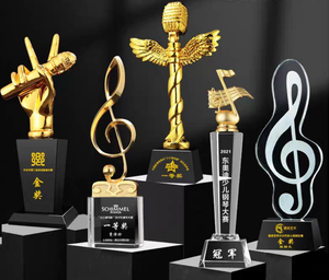 Benutzer definierte Logo Music Trophy Geschenk box Religiöses Europa Painted Metal Trophy black Award Trophäe und Medaillen Black Gold Business Gift - Product Image 4