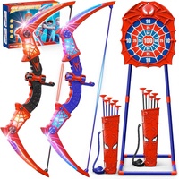 Ensemble de tir Spider-Man 2 pièces avec lumières LED, cible sur pied rouge/bleue, utilisation intérieure/extérieure, pour les enfants de 0 à 24 mois, cadeau unisexe