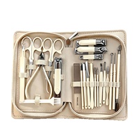 Kit de manucure et pédicure professionnel 22 pièces en acier inoxydable avec étui en cuir, coupe-ongles, repousse-cuticules, lime à ongles