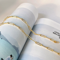 Chaîne en vrac de type trombone, véritable, 10 pieds, grande taille, pour bijoux, plaqué or 14K, pour bracelet et collier