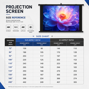 Compatible con Todos los Proyectores, Pantalla de Proyección Enrollable Económica de 60, 72, 84, 100, 120, 150 Pulgadas, 16:9, Proyector de Video Portátil para Películas - Product Image 6