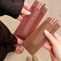 Étui de rangement compact en cuir PU pour miroir de maquillage, rouge à lèvres, eye-liner, crayons cosmétiques, pochette de beauté, organisateur de sac à main