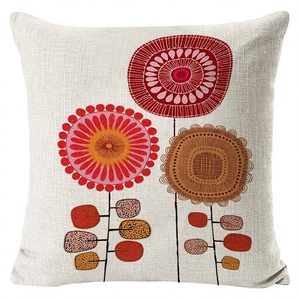Flowers Themed Geometric Floral <b>Throw</b> Pillow Cover Home & Hotel Use Customizable Linen Eco-Friendly - Product Image 4