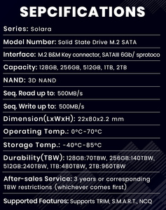 Taimi M.2 2280 512GB NGFF SATA3.0 Read Intensive Garansi 3 Tahun Ssd Sataiii M2 1tb Solid State Drive untuk Laptop - Product Image 5