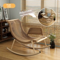 Fauteuil à bascule inclinable en rotin et métal, design minimaliste moderne, pour extérieur, balcon, cour, terrasse, chaise de détente