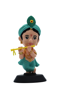 <b>Hand</b>-Painted Lord Krishna Idol (Natural Finish) Spiritual Decorative Showpiece for Home Temple Office Desk, Car Dashboard & Gift - Product Image 4