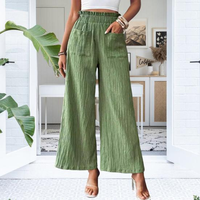 Tissu extensible en polyester et élasthanne teint uni, anti-rides, pour vêtements décontractés pour femmes, pantalons