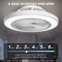 Ventilateur de plafond intelligent à LED avec lumière, pour chambre à coucher, décoratif, à intensité variable, avec télécommande, normes CE-ROHS CE-EMC