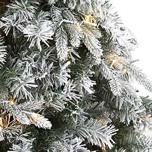 Grand arbre de Noël artificiel floqué blanc pré-éclairé avec lumières LED pour décoration extérieure - Product Image 6