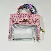 Mini sac transparent en PU à motif écailles de poisson, mini étui à clés, petit pendentif, pochette pour écouteurs, enveloppe rouge tendance