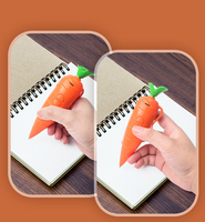 Nouveauté Stylo à bille en forme de carotte mignon pour enfants et étudiants, stylo à bille noir à piles pour l'école, enregistreur vocal