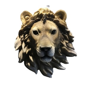 Venta al por mayor estilo africano casa habitación Bar decoraciones de la pared escultura de pared de cabeza Animal colgante de resina - Product Image 6