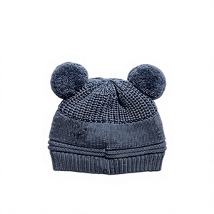 Gorro de Punto Rosa para Bebés Niñas, Lindo Gorro de Invierno con Doble Pompón para Recién Nacidos - Product Image 1