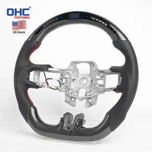 Volant à LED en fibre de carbone pour <span class=keywords><strong>Mustang</strong></span> <span class=keywords><strong>Gt</strong></span> Ecoboost <span class=keywords><strong>Gt</strong></span> Shelby Gt350 <span class=keywords><strong>2015</strong></span>-2017 2018-2023 Cuir perforé - Product Image 1