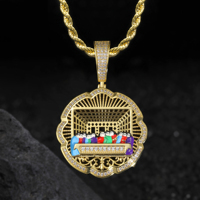 Collier Pendentif Hip-Hop Religieux pour Hommes, Motif Médaille de la Cène en Émail Coloré, Bordure en Zircon, Vente Directe Usine