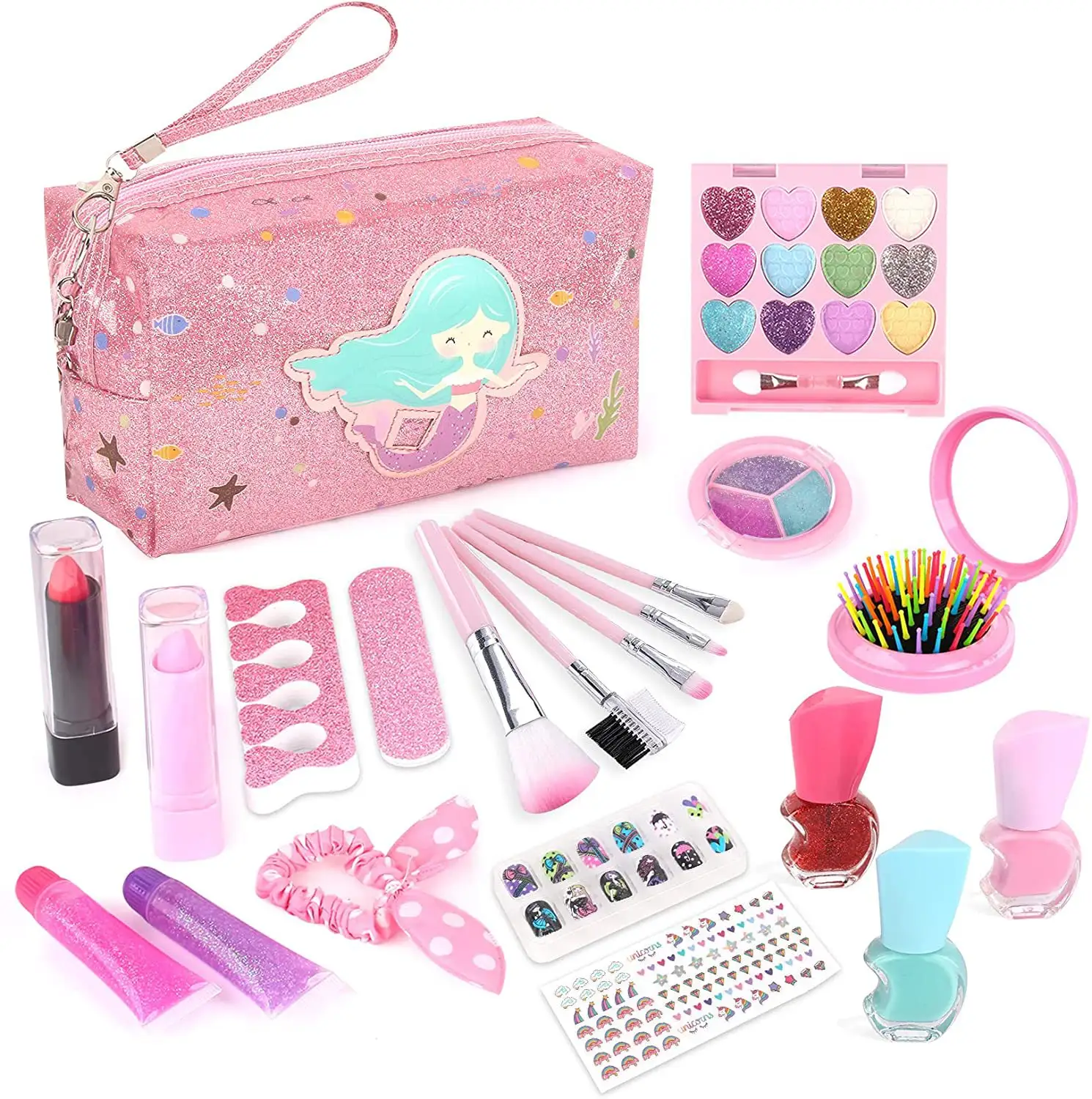 Kids Portable Washable Pretend Play Beauty Makeup Nail Polish Sets Make Up Kit Girl Toy Juguetes de belleza with Cosmetic Bag