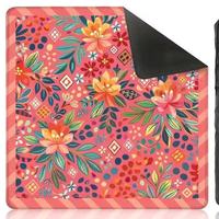 Tapete de Lujo para Mesa de Mahjong Estilo Americano, Diseño Floral con Temática de Banderas, Superficie de Neopreno de 33 Pulgadas, 3mm de Grosor, Bordes Cosidos, Impermeable