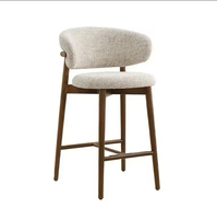 Chaise de bar haute de style nordique moderne JP avec meubles en rotin, chaise de bar en bois pour hôtel, restaurant et appartement