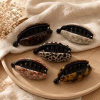 Newyeah Vente en gros Pince à cheveux banane en acétate de cellulose Double C avec logo personnalisé, maintien ferme, motif écaille de tortue, accessoires capillaires pour femmes