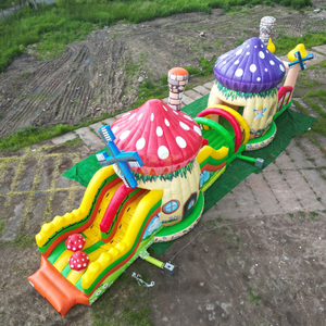 <span class=keywords><strong>Grand</strong></span> <span class=keywords><strong>château</strong></span> gonflable commercial en PVC en forme de champignon avec parcours d'obstacles et toboggan pour enfants - Product Image 1