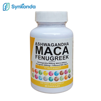 Capsules de mélange de Maca pour adultes, Ashwagandha, racine de Maca, fenugrec, complément alimentaire à base de plantes, soutien pour le stress, l'humeur et la santé de la thyroïde, 60 unités