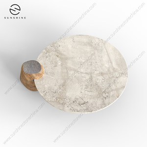 Table basse contemporaine en marbre naturel avec base sculpturale en pierre pour les espaces de vie modernes - Product Image 2