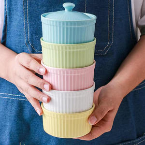 Bol de cuisson en céramique avec couvercle, résistant au four, pour crème brûlée – Vente chaude - Product Image 2