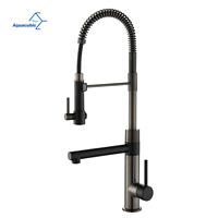 Robinet de cuisine à tirette 3 en 1-Filtre à eau intégré avec pulvérisateur à ressort