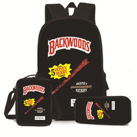 En stock, sacs d'école imperméables grande capacité, ensemble 3 en 1, sac à dos de voyage pour hommes Backwoods Cookie RAW, ensemble de sacs à dos pour ordinateur portable et livres