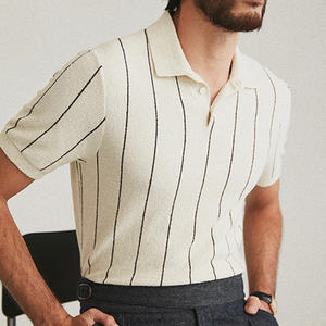 Logo personnalisé OEM ODM Polo pour hommes respirant italien Match couleur clair mature à la mode V revers élastique Jacquard Texture - Product Image 2