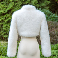 Veste courte en fausse fourrure à manches longues et à points ouverts, style décontracté pour l'automne et l'hiver, pour femme