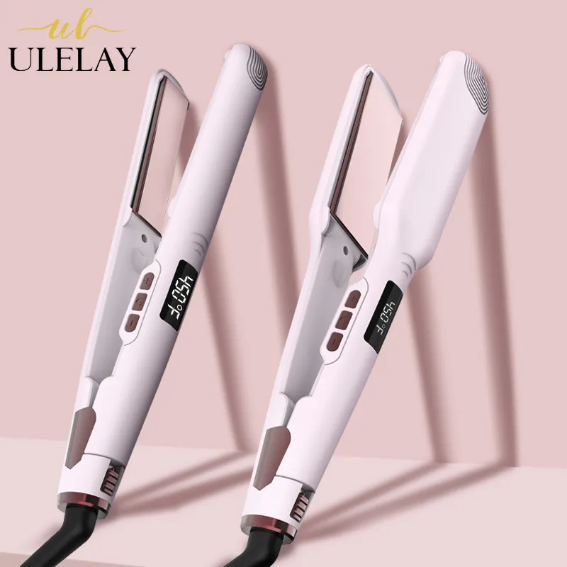 Ulelay 2022 new style Custom OEM Max Hair Irons Super Wide Titanium Plate Flat Iron Professional Wholesale Hair Straightener