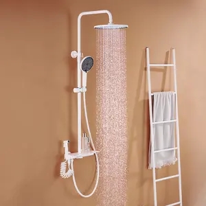 高級シャワーシステムバスルームシャワーミキサー蛇口ヘッドハンドル付き高圧蛇口多機能レインフォールシャワーセット