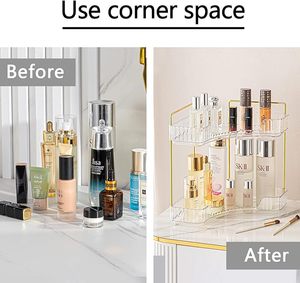 Makyaj parfüm tuvalet alanı tasarrufu için 2 katmanlı köşe banyo lavabosu organizatör klasik depolama raf - Product Image 3