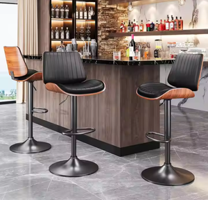 Tabourets de bar et de cuisine pivotants en cuir noir, design moderne, hauteur réglable, vente en gros - Product Image 4