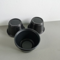 Cangkir Saus Plastik PP Hitam 2 oz dengan Tutup PET, Wadah Plastik untuk Makanan dan Selai untuk Dibawa Pulang