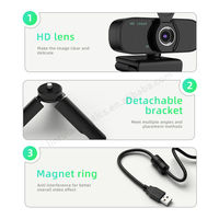 Webcam USB CMOS 1080p Langsung dengan Penutup Privasi Mikrofon Ganda untuk Konferensi Desktop PC