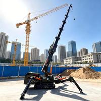Grue araignée pliable télécommandée homologuée CE EPA, 10,8 m, petite grue araignée sur chenilles avec nacelle, flèche de levage et ventouse pour verre