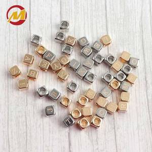 Wholesale cube <b>beads</b> gold engraved spacer charms letter dice for bracelet, keychain, bag, and jewelry making with <b>large</b> holes - Product Image 3