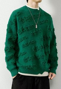 สเวตเตอร์ผ้ากำมะหยี่หนาสำหรับผู้ชายเสื้อสเวตเตอร์สวมหัวคอกลมแขนยาวปักโลโก้ตามสมัยนิยม - Product Image 4