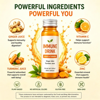 Nutrtech Root Rise Immunity Wellness Shot Curcuma Gingembre Stimulant Sans Sucre Sans Caféine Faible Teneur en Matières Grasses Infusé au Café 50ml