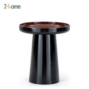 Tavolino da Caffè in Legno Laccato Riflettente, Arredamento Minimalista per Soggiorno, Tavolino Rotondo Nordico per Casa - Product Image 2