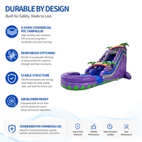 Toboggan aquatique gonflable commercial en PVC, combo tropical palmier avec piscine et toboggan pour adultes, idéal pour la location