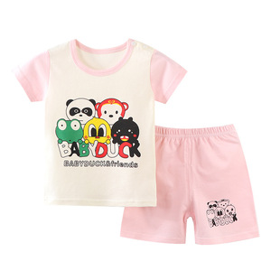 2022 conjunto <span class=keywords><strong>de</strong></span> manga corta <span class=keywords><strong>de</strong></span> estilo coreano para niños, ropa <span class=keywords><strong>de</strong></span> descanso, pantalones cortos informales <span class=keywords><strong>de</strong></span> algodón con patrón sólido para lavar y secar para niños - Product Image 1