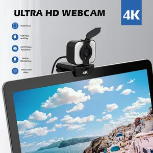 كاميرا ويب 4K مدمجة بميكروفون, كاميرا ويب خفيفة قابلة للتعديل لأجهزة الكمبيوتر المحمول
