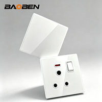 BAOBEN - Panel de Interruptores y Enchufes Domésticos Tipo 86 de 16 A, Blanco, Ultrafino, de Vidrio Templado, con Fuente de Alimentación USB-C, Interruptores de Pared